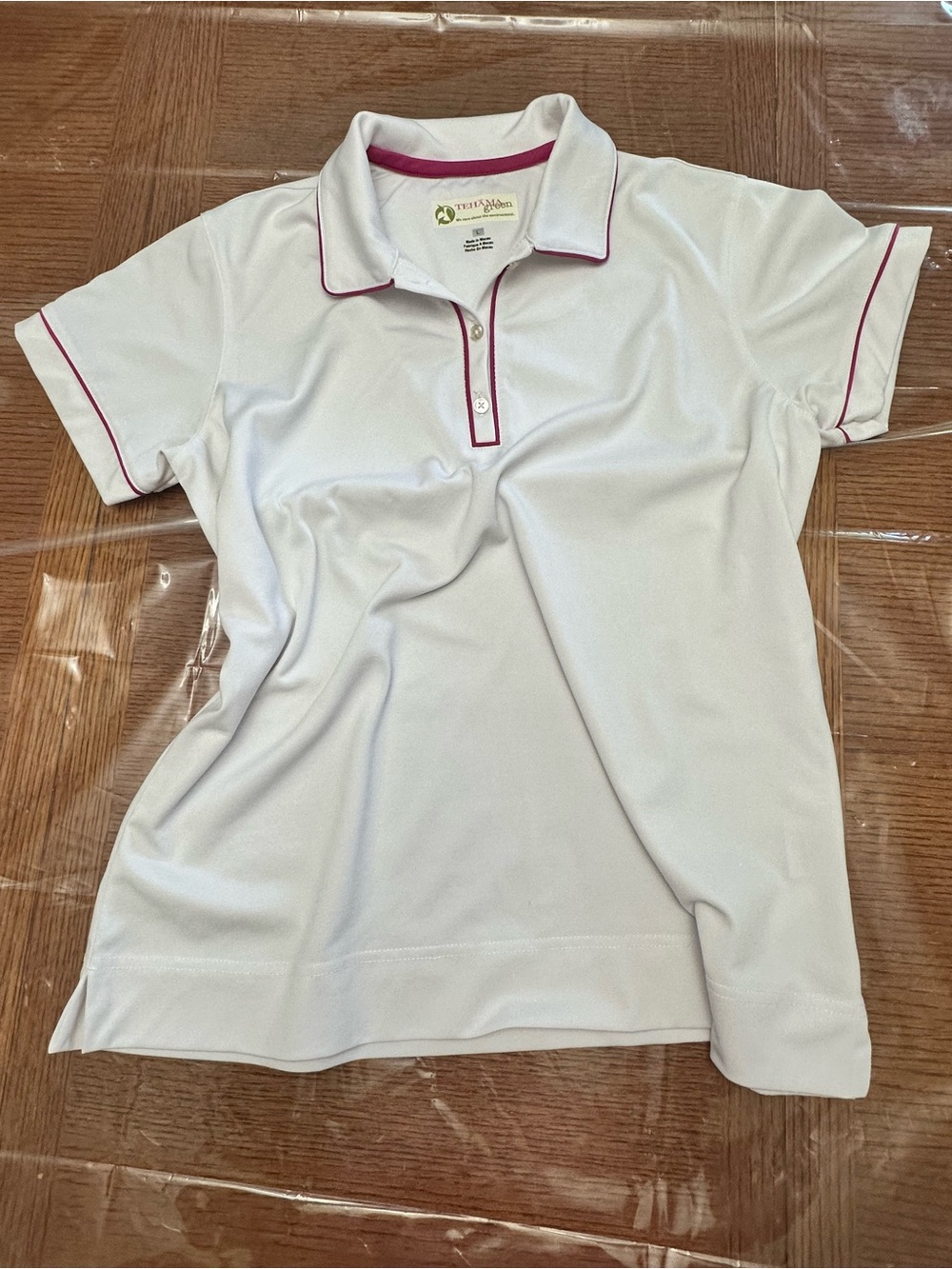 TEHAMA White Polo with Pink Trim